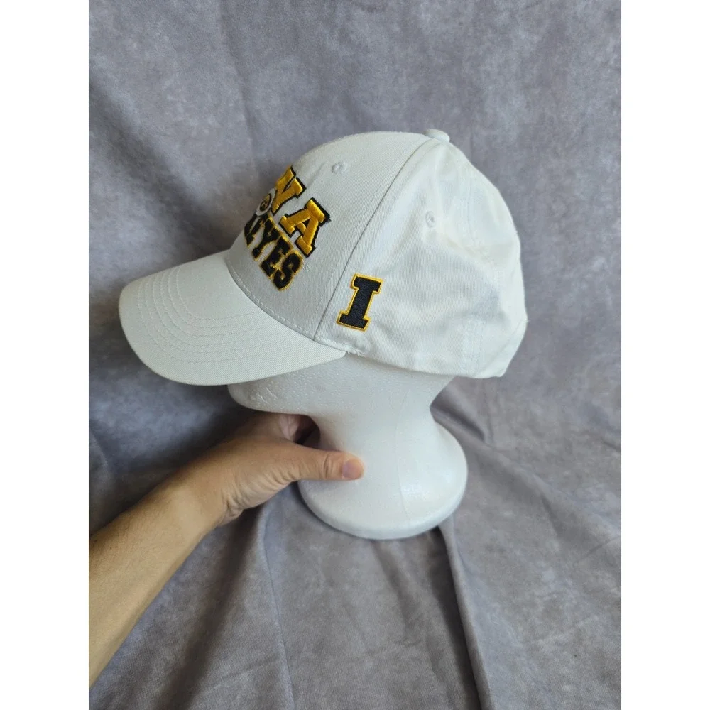 Iowa Hawkeyes Top Of The World Hat Cap White Embroidered Arched Spellout NCAA